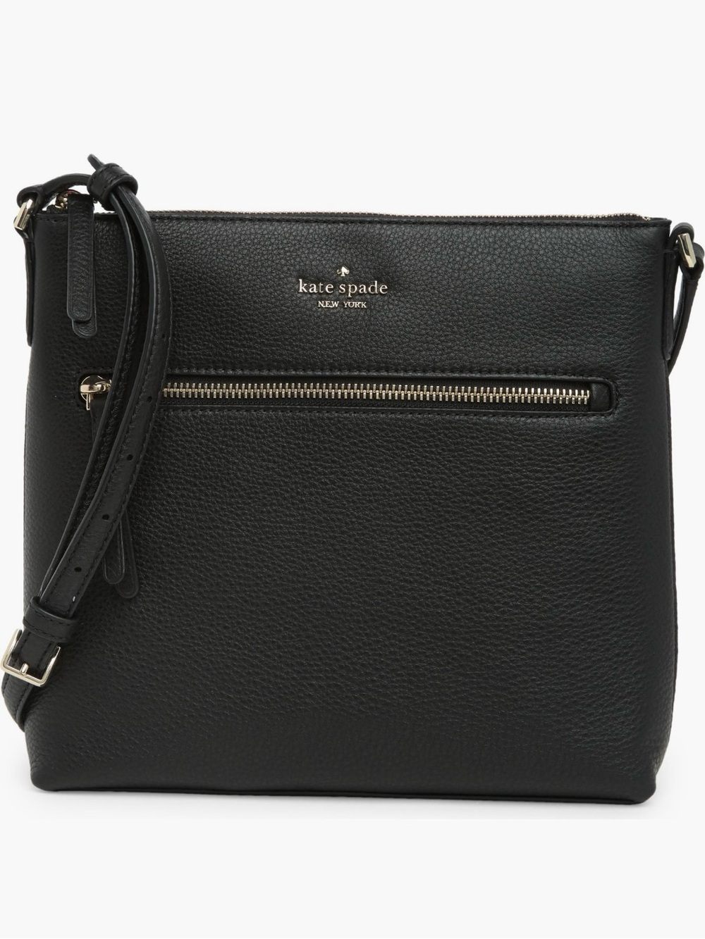Kate Spade Jackson Top Zip Leather Crossbody Bag in Black Pebble Learher
